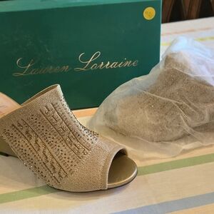 NEW! Lauren Lorraine Gold Embellished Mules